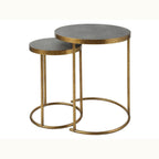 Antiqued Brass and Gray Nesting Tables
