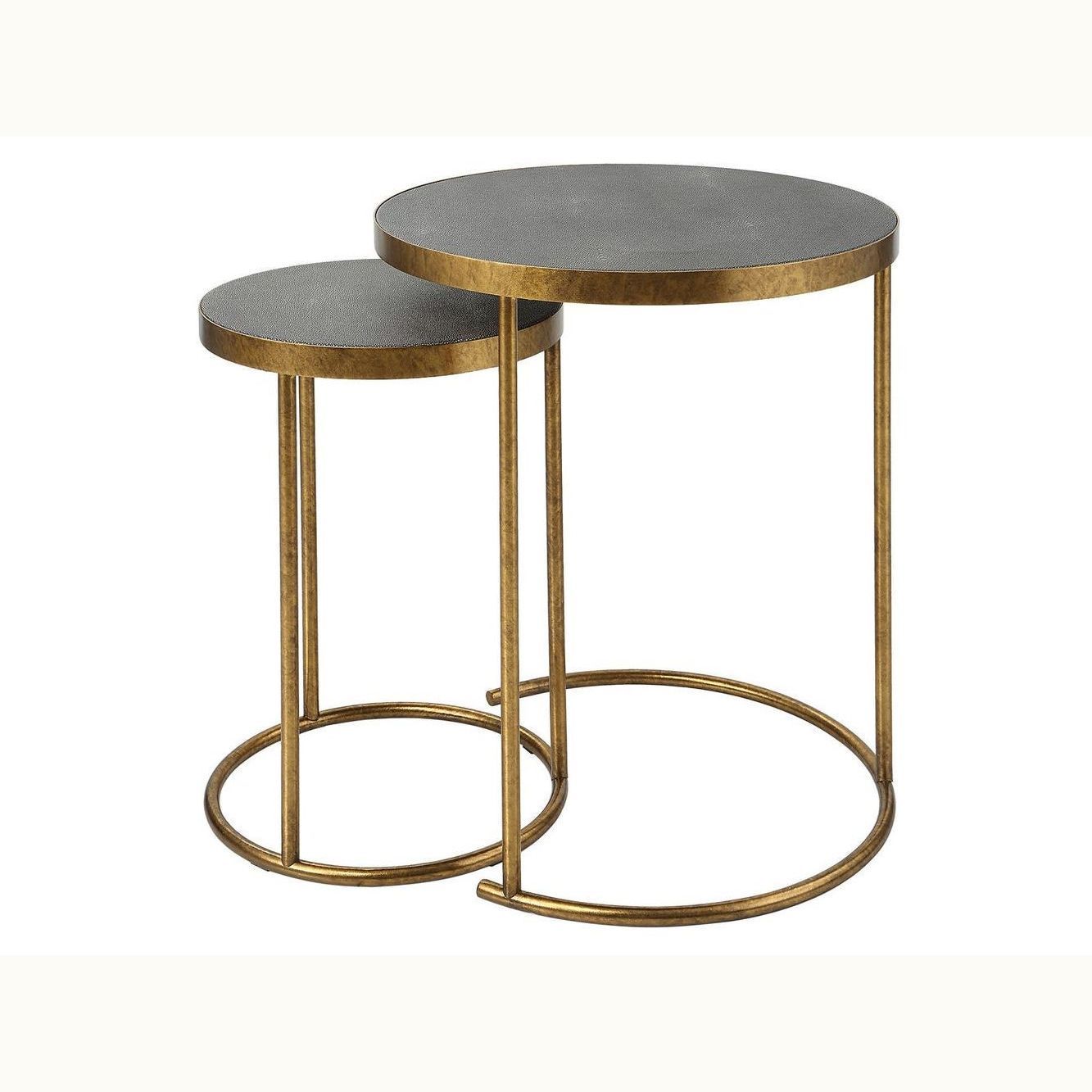 Antiqued Brass and Gray Nesting Tables