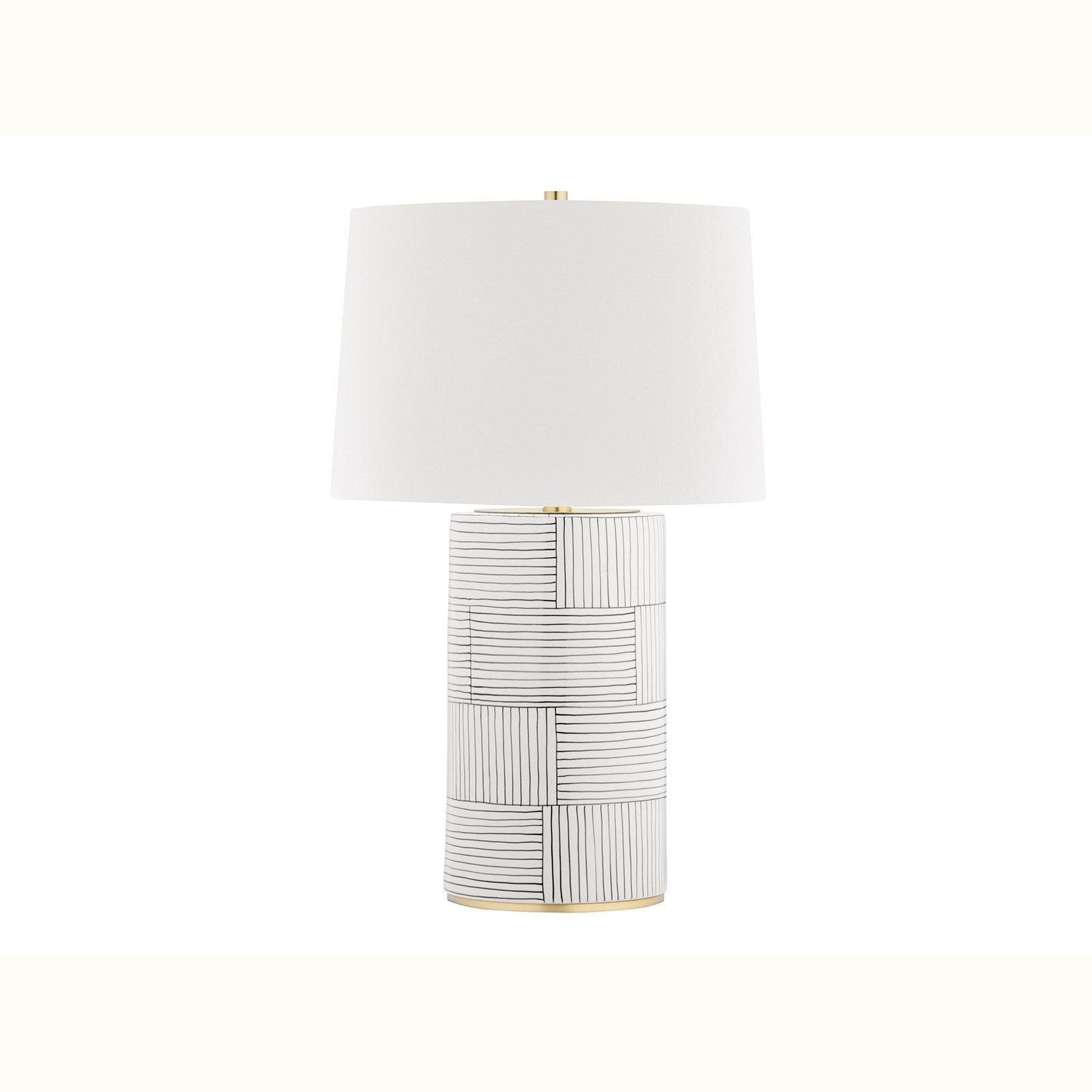 Aged Brass and Stripe Pattern Table Lamp
