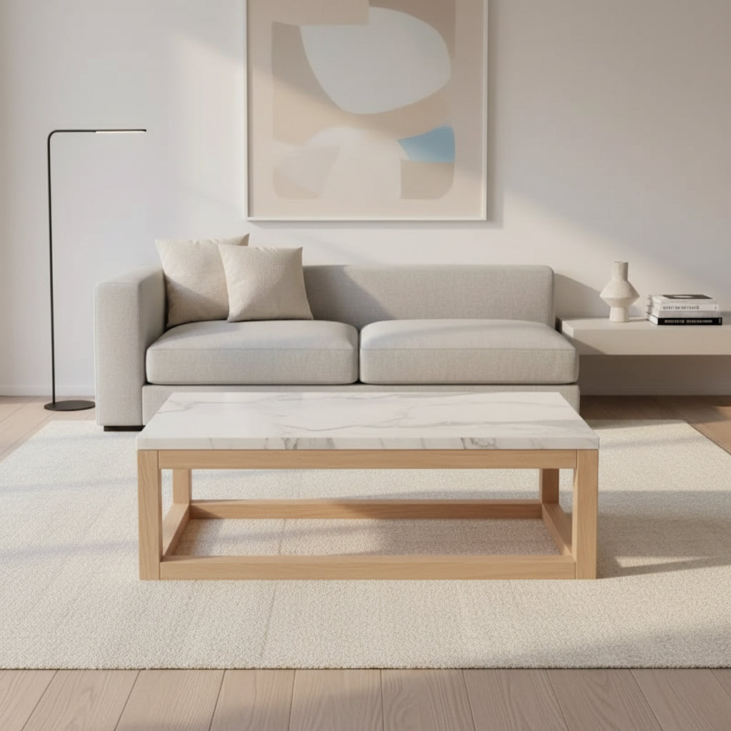 43 Oak and White Vinyl Bench