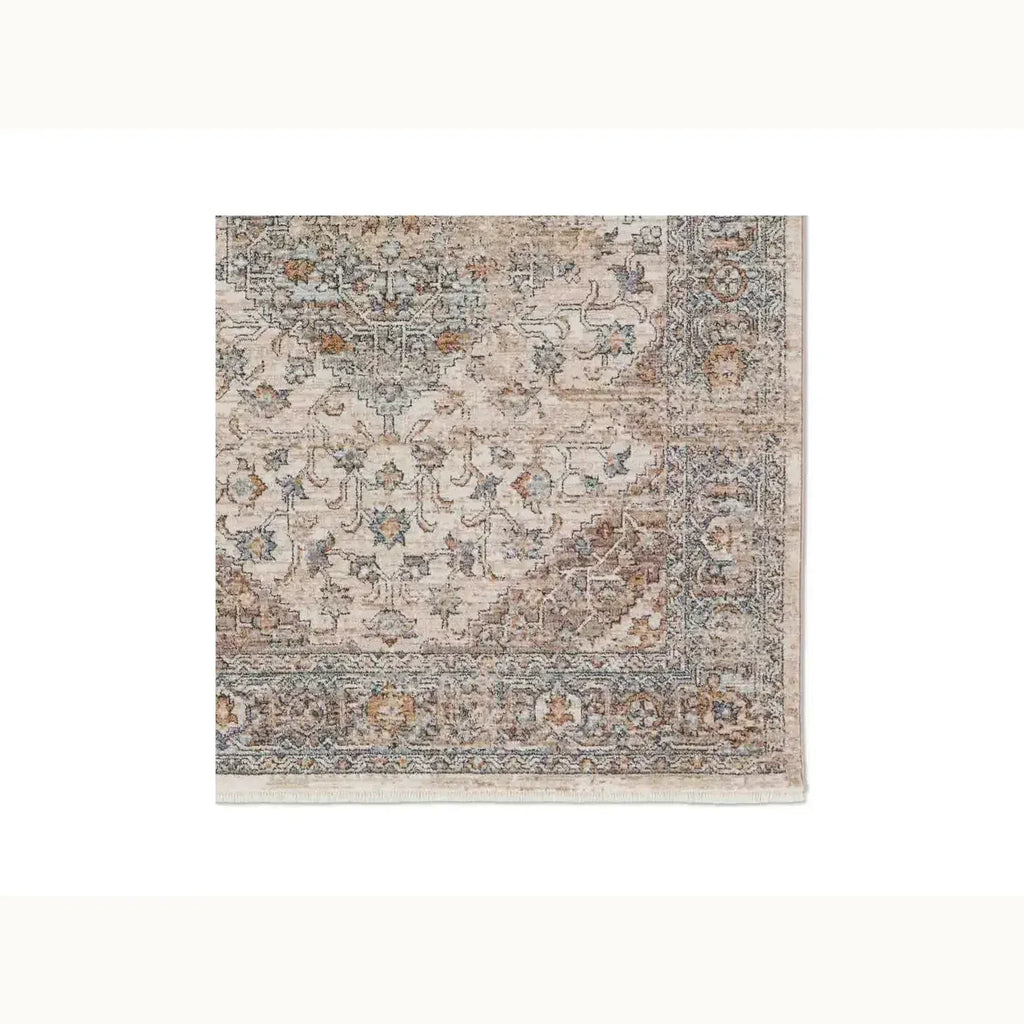 3' x 10' Blue and Beige Runner Rug