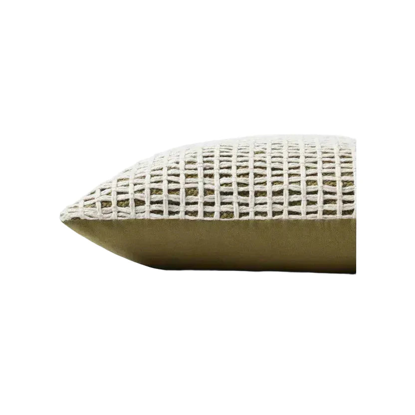 18x18 Green/Ivory Grid Down Pillow