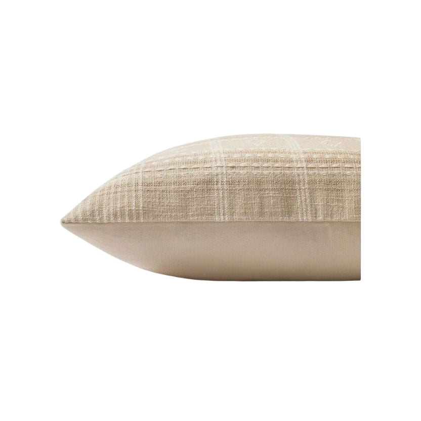 18x18 Beige Windowpane Down Pillow