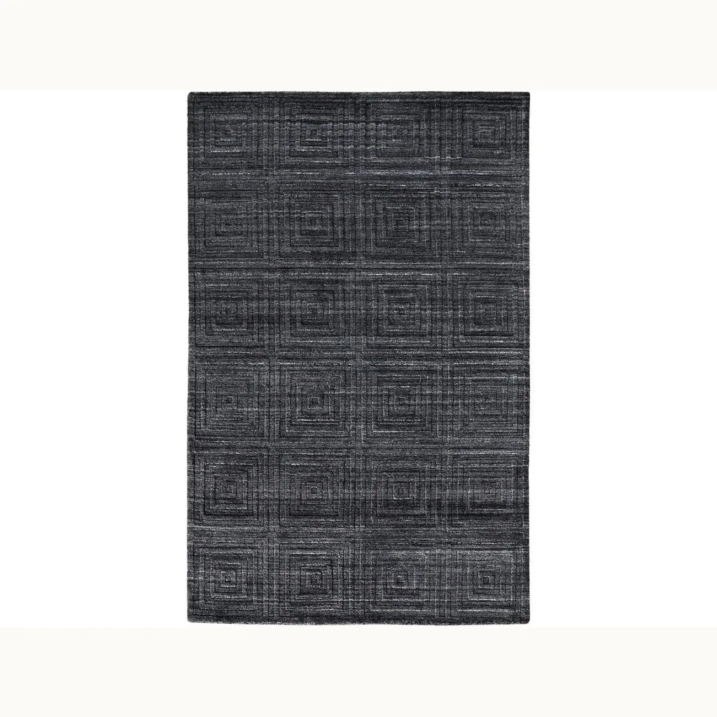 9'x12 Geometric Charcoal Wool Rug