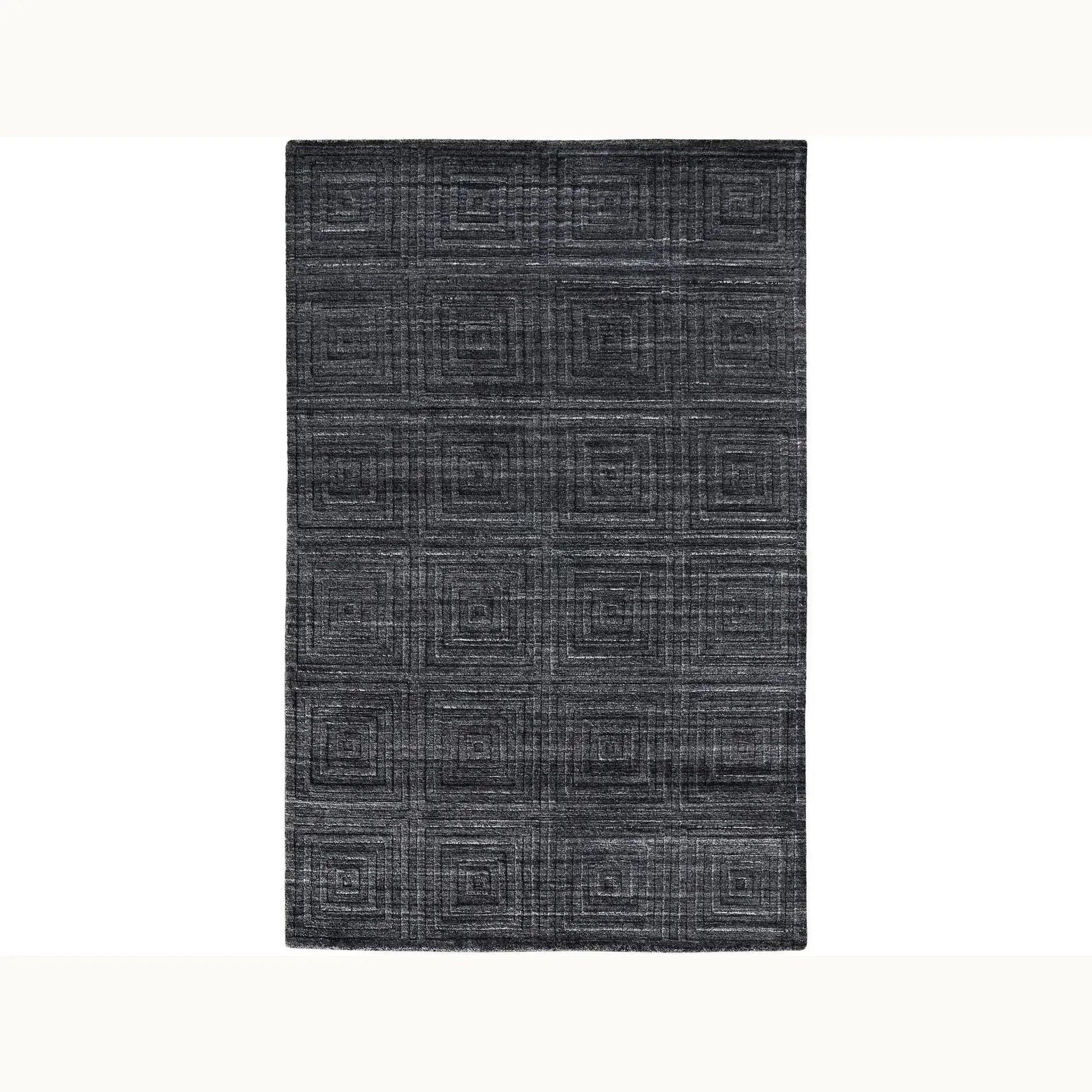 9'x12 Geometric Charcoal Wool Rug