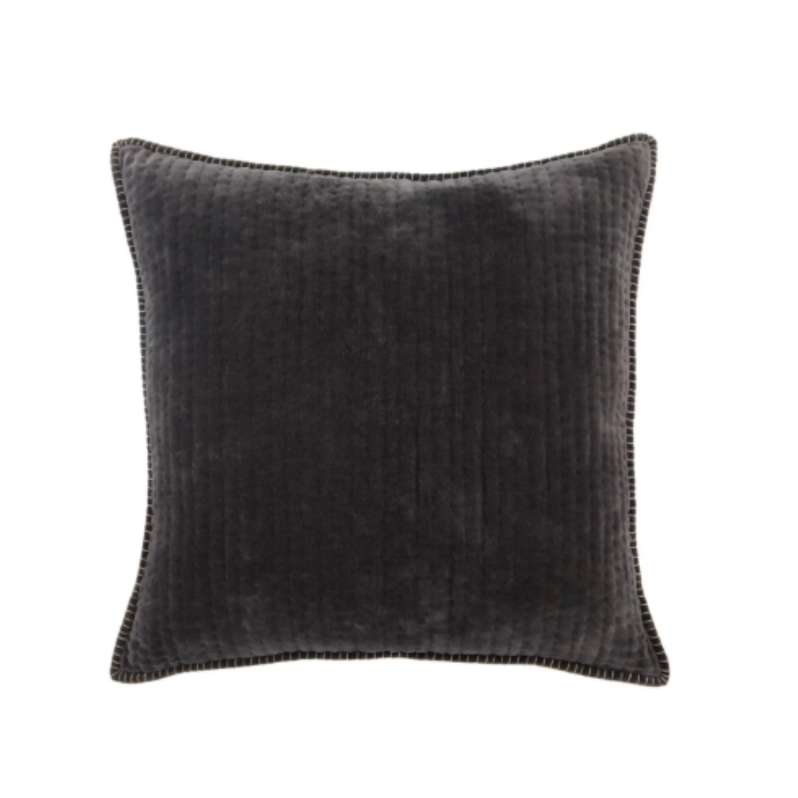 26x26 Charcoal Quilted Velvet Down Pillow