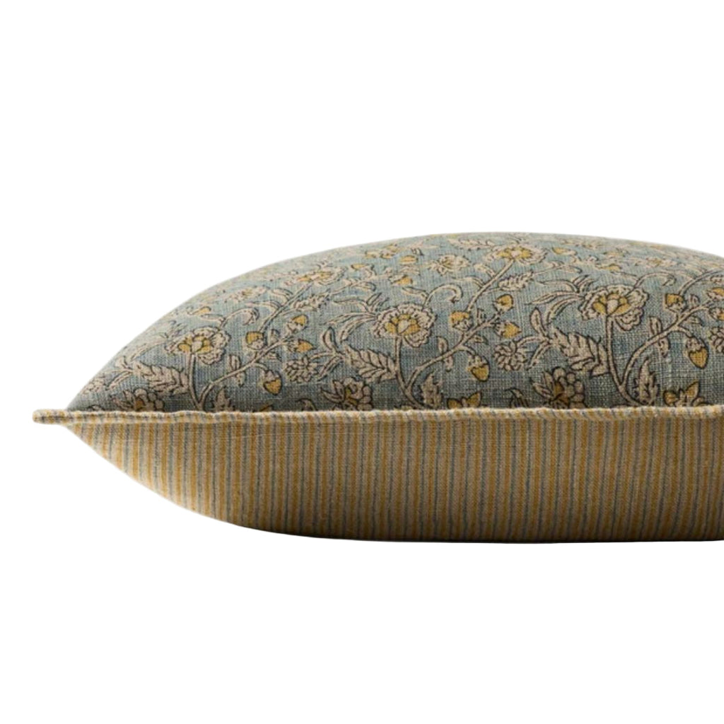 22x22  Light Blue/Multi Floral Down PIllow