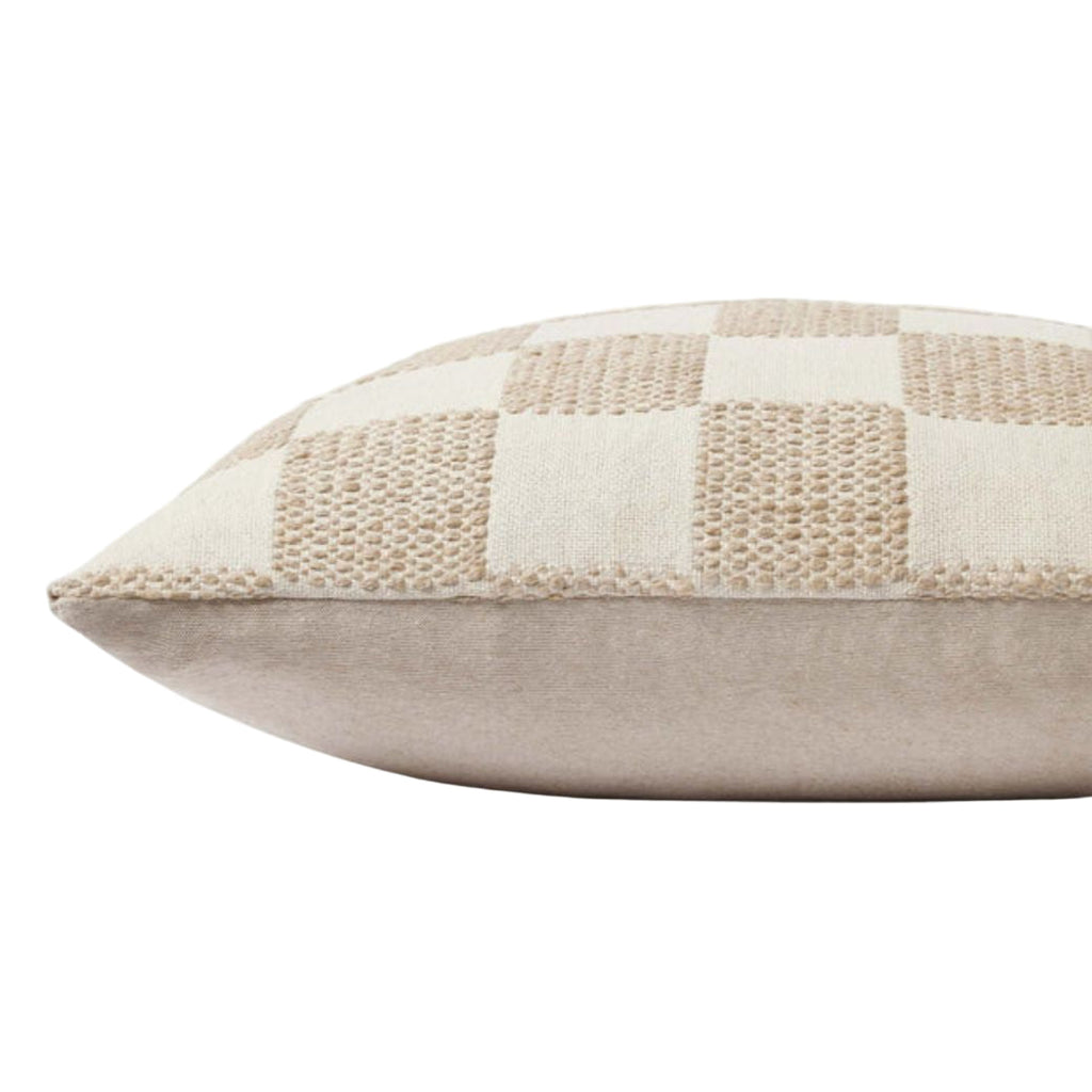 22x22 Beige Checkered Down Pillow