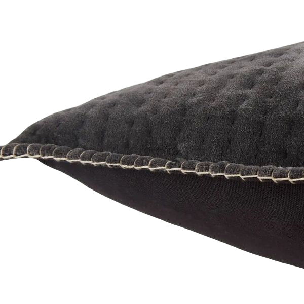 26x26 Charcoal Quilted Velvet Down Pillow