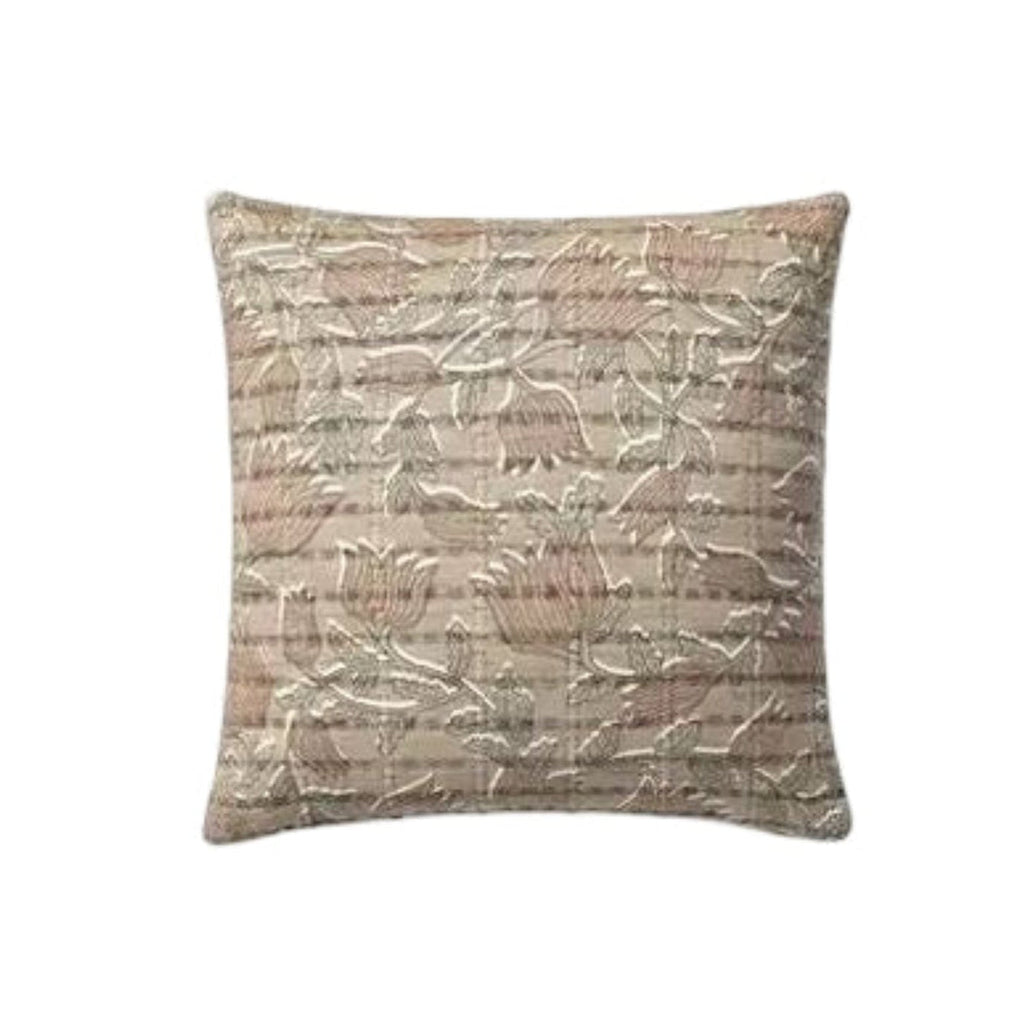 18x18 Taupe/Rose Down Pillow