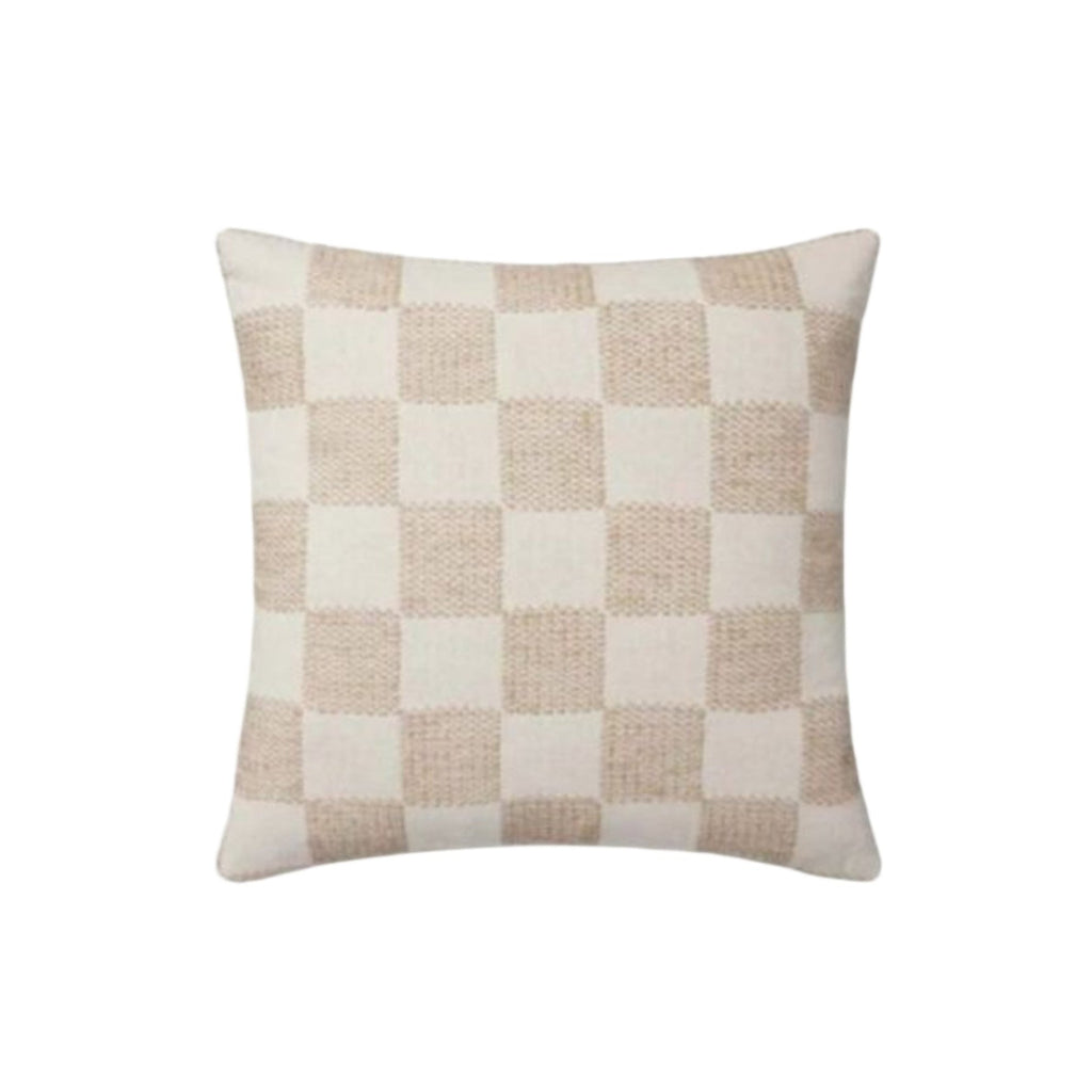 22x22 Beige Checkered Down Pillow