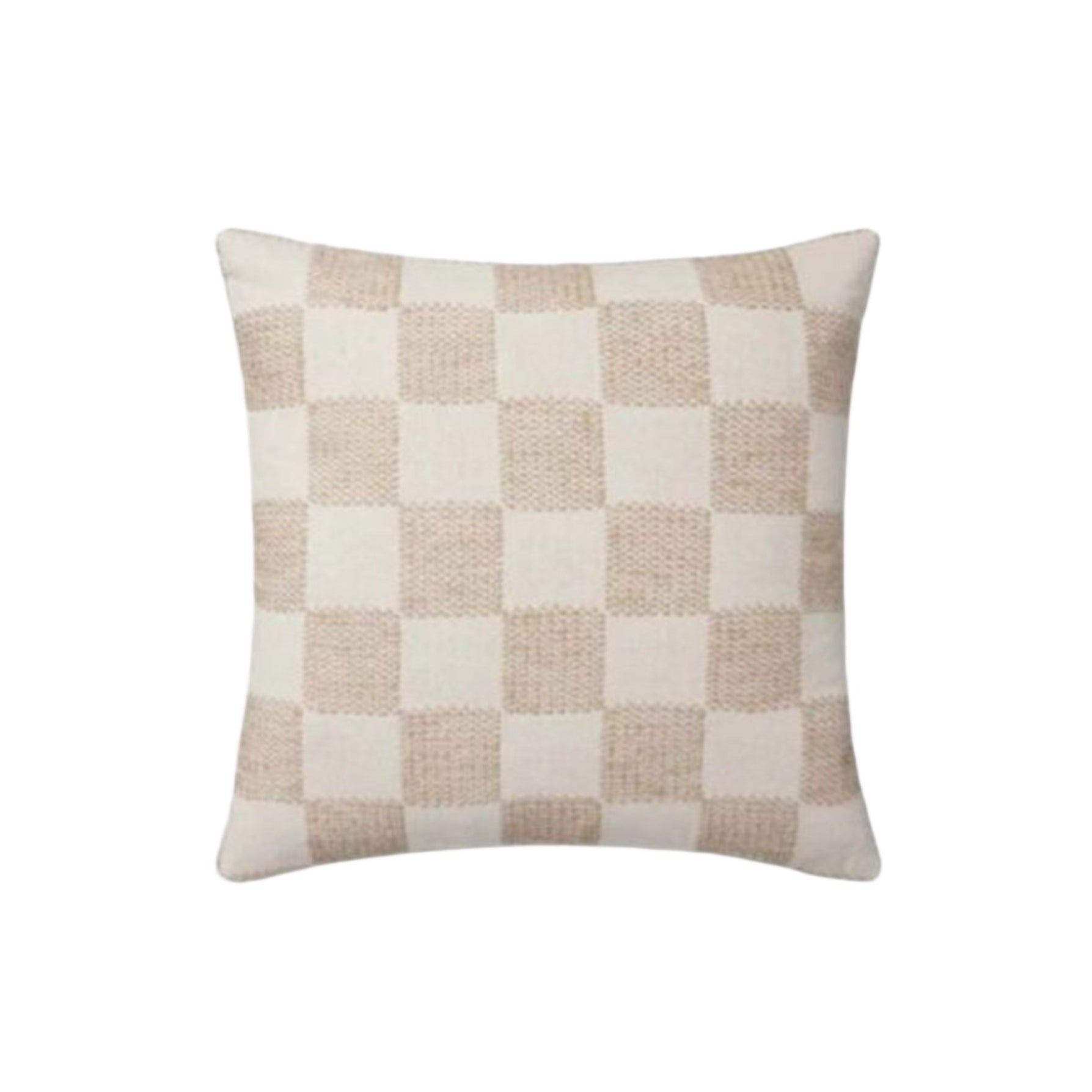 22x22 Beige Checkered Down Pillow