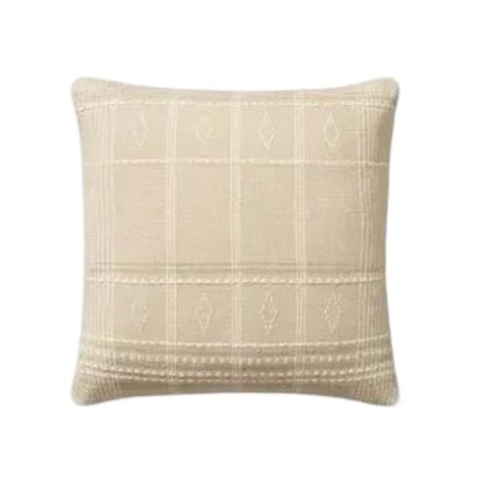 18x18 Beige Windowpane Down Pillow