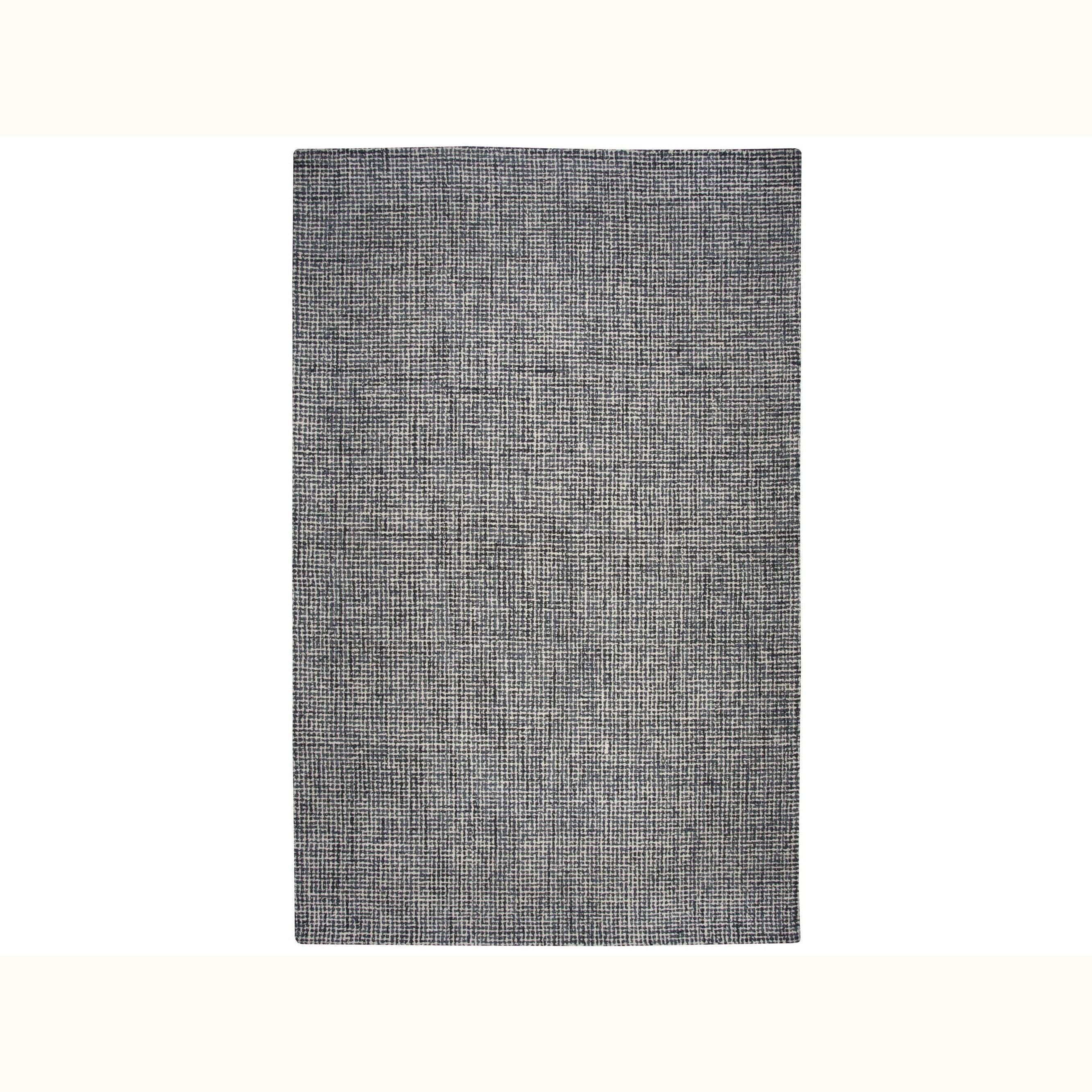 9' x 12' Black and Ivory Wool Rug