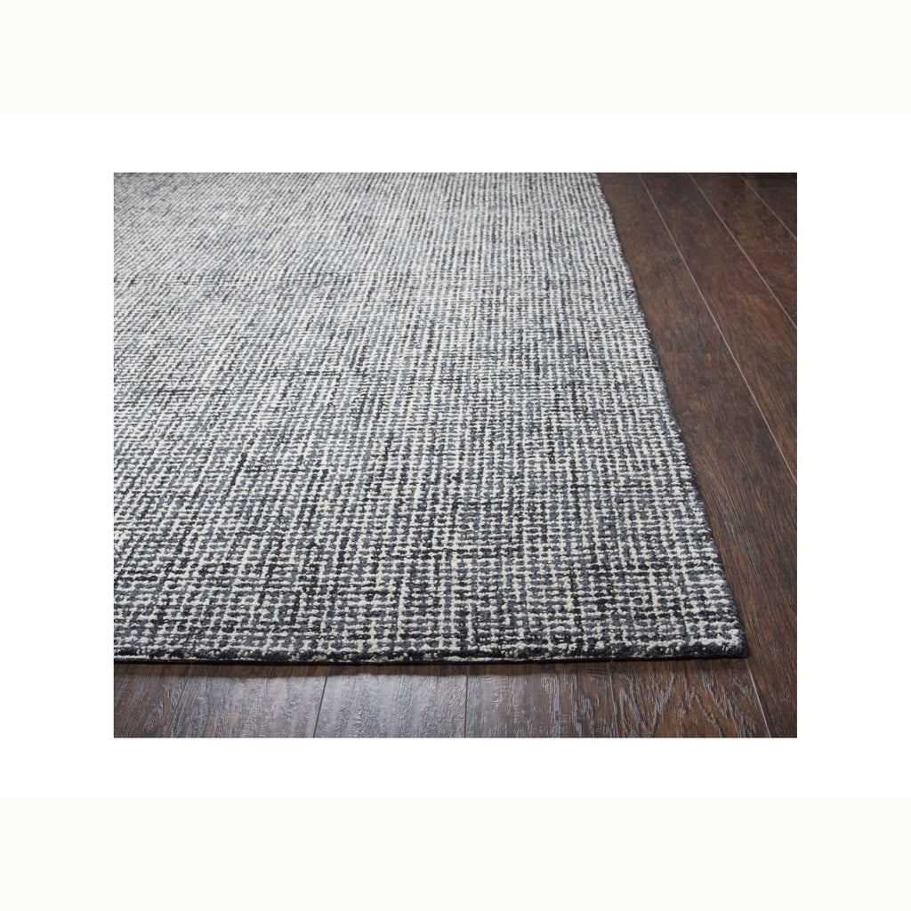 9' x 12' Black and Ivory Wool Rug