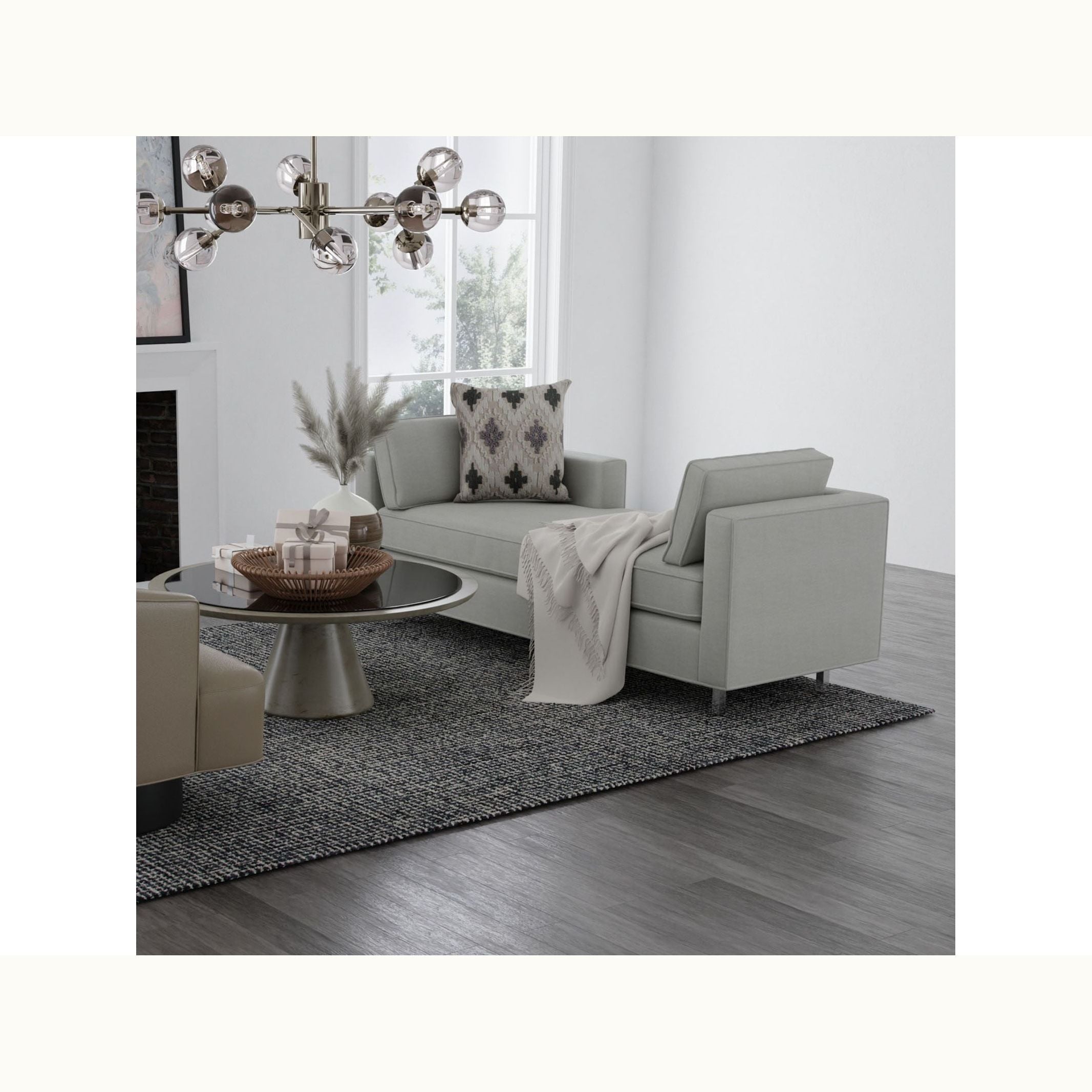 9' x 12' Black and Ivory Wool Rug