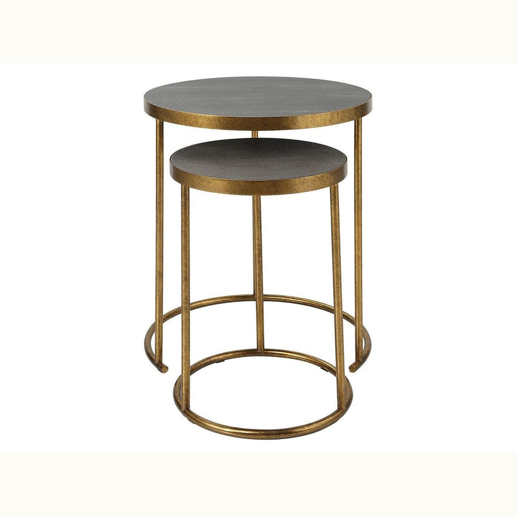Antiqued Brass and Gray Nesting Tables