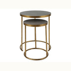 Antiqued Brass and Gray Nesting Tables