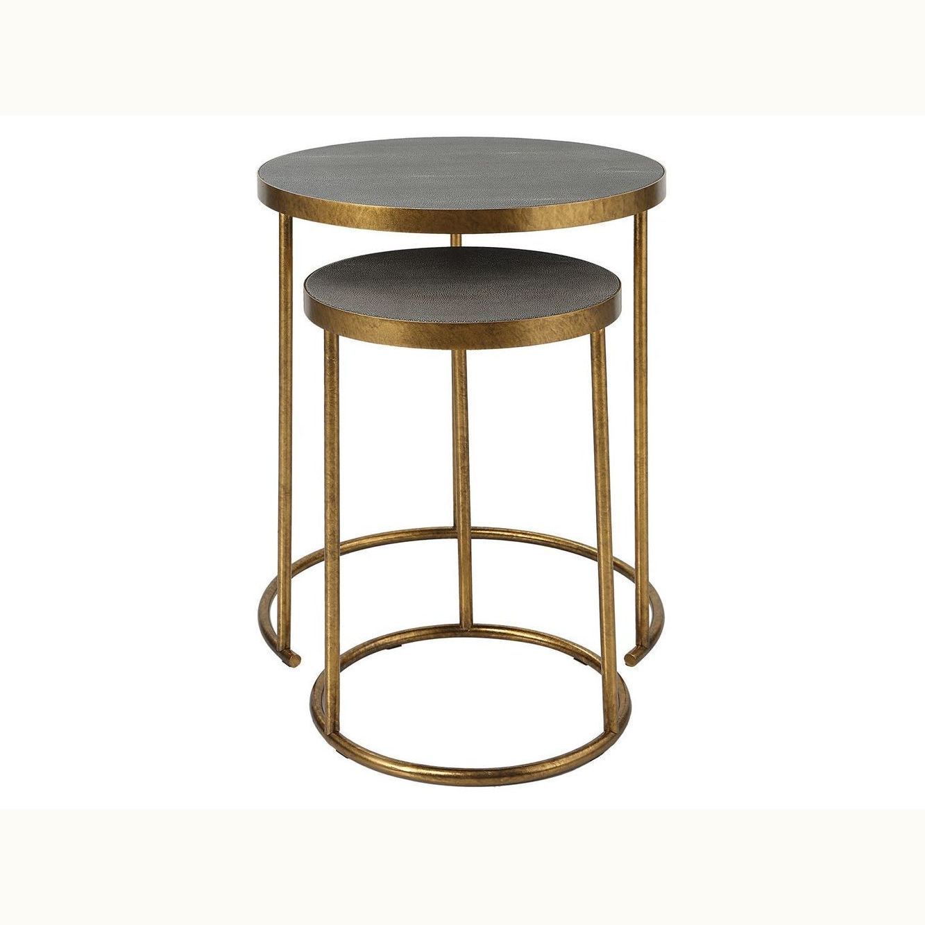 Antiqued Brass and Gray Nesting Tables