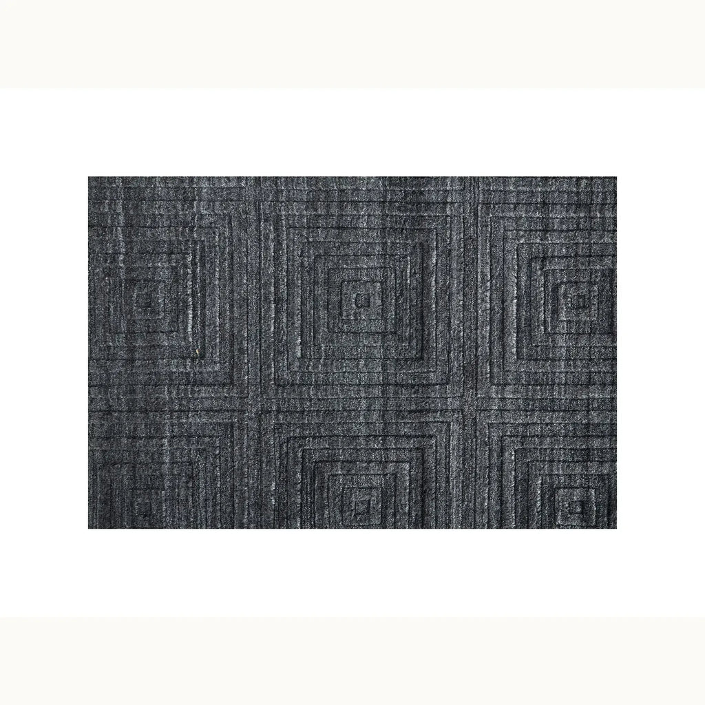 9'x12 Geometric Charcoal Wool Rug
