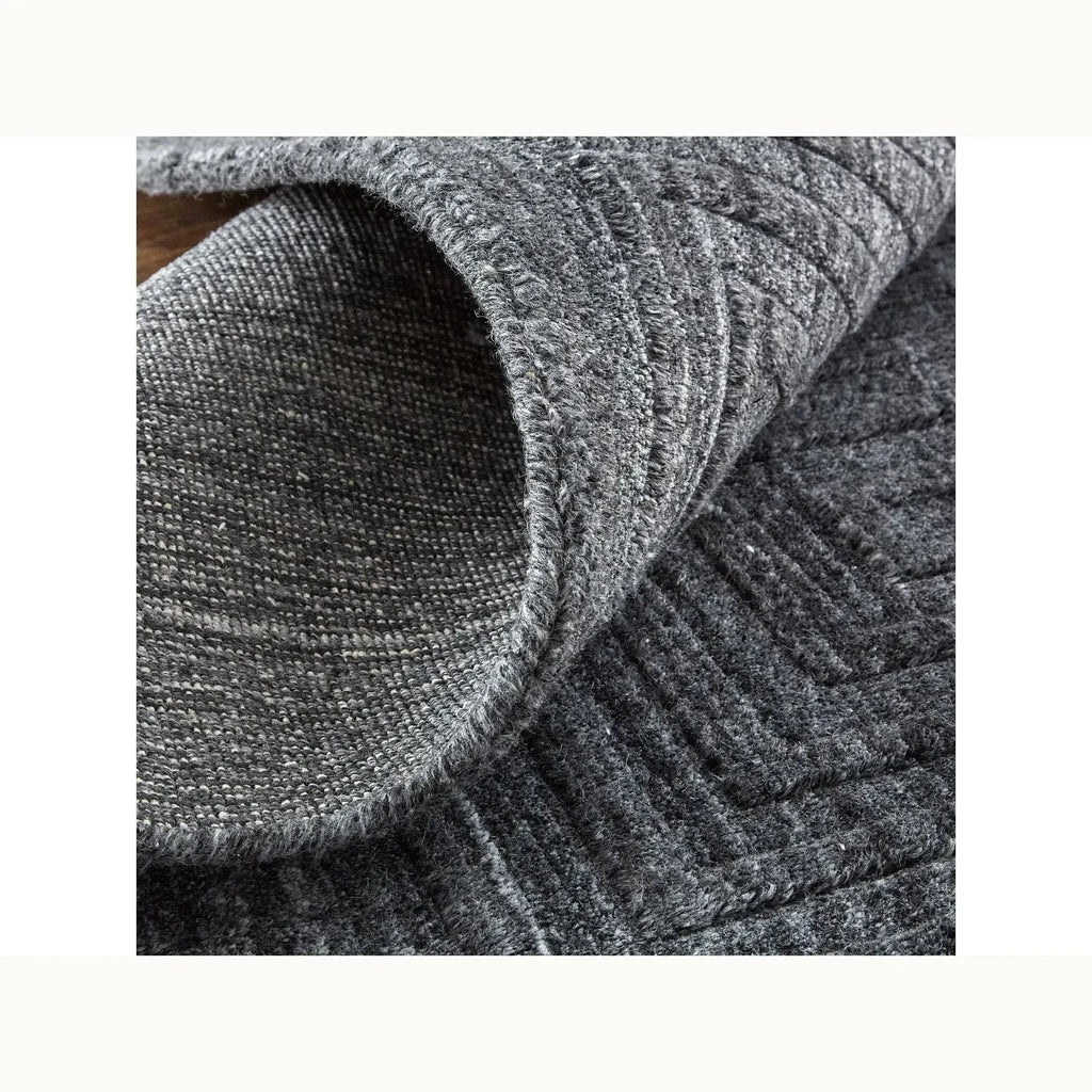 9'x12 Geometric Charcoal Wool Rug