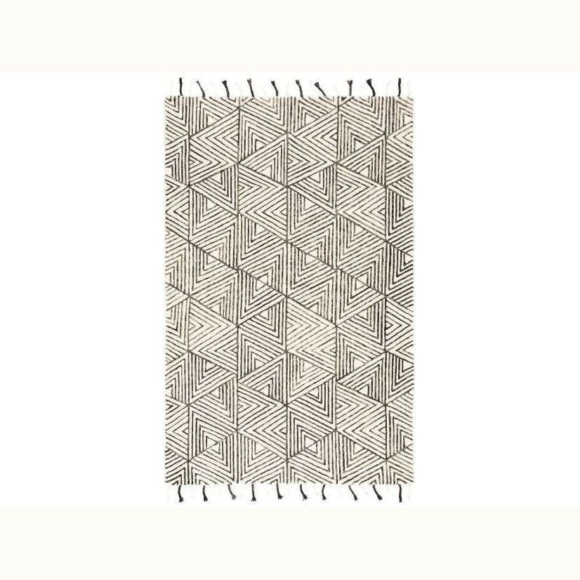 5'x8' Black & Ivory Geometric Rug